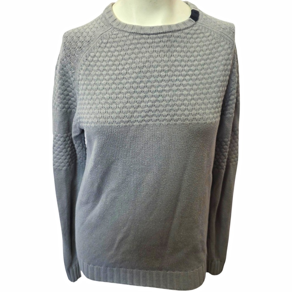 Armani Exchange A|X Womens S Gray Cotton Cashmere Textured Knit Crewneck Sweater